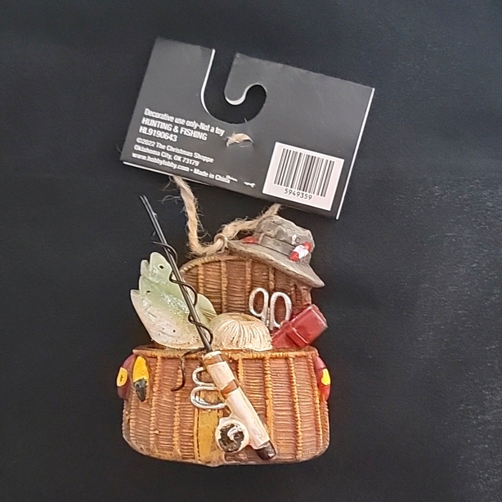 Trout Fishing Creel Rod Lures Christmas Ornament